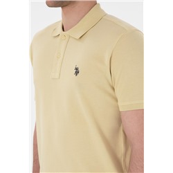 Erkek Slim Fit Polo Yaka Açık Haki Basic Tişört
