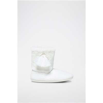 Zapatillas de casa altas forradas Megg Crudo
