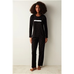 Penti Elma Desenli Siyah Pijama Takımı PN117Y3223SK-BK3