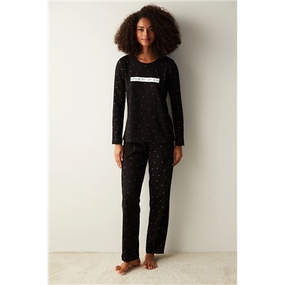 Penti Elma Desenli Siyah Pijama Takımı PN117Y3223SK-BK3