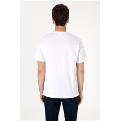 Erkek Comfort Fit Bisiklet Yaka Beyaz Tişört