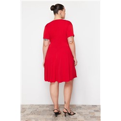 Kırmızı Kruvaze Mini Örme Elbise TBBSS24AH00174
