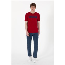 Erkek Regular Fit Bisiklet Yaka Bordo Basic Tişört