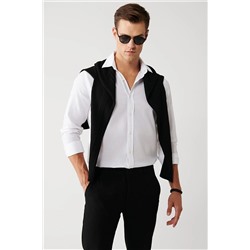 Avva Erkek Beyaz Klasik Yaka %100 Pamuk Armürlü Şerit Detaylı Slim Fit Dar Kesim Gömlek A32y2014 A32Y2014