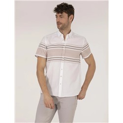 Kahverengi Regular Fit Kısa Kollu Gömlek