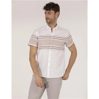 Kahverengi Regular Fit Kısa Kollu Gömlek