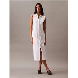 Stretch Poplin Cutout Shirt Dress