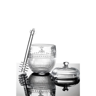 Abeille Kaşıklı Cam Bal Kavanozu - Şeffaf - 240 ml