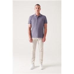 Lila %100 Pamuk Serin Tutan Polo Yaka T-Shirt