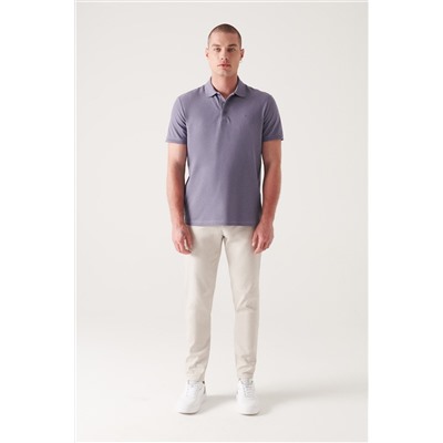 Lila %100 Pamuk Serin Tutan Polo Yaka T-Shirt