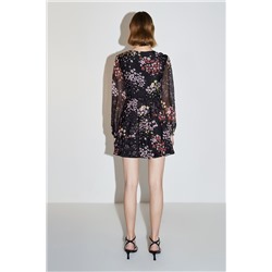 Vestido evasé Negro y rosa