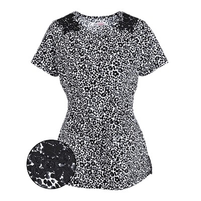 koi Stretch Scrubs Confetti Floral Print Top