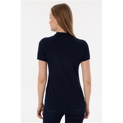 Kadın Lacivert Basic Polo Yaka Tişört