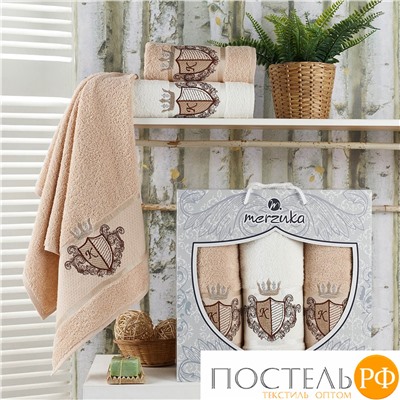 10545 Комп. Пол. MERZUKA махр. в короб. (50x90/2)(70х140/1) 3 шт. KING бежевый