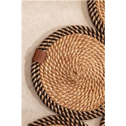Alsace Yuvarlak Eklemeli Kilim - Naturel/Siyah - 120 cm
