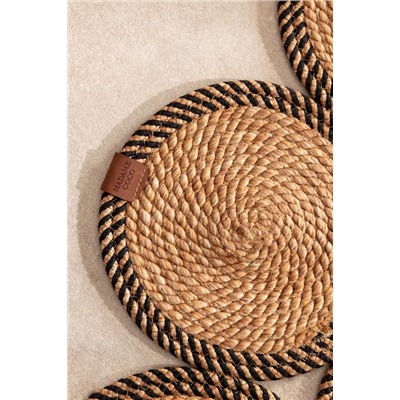 Alsace Yuvarlak Eklemeli Kilim - Naturel/Siyah - 120 cm