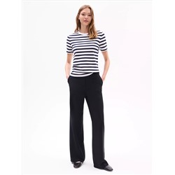 Gold Button Stripe Crewneck T-Shirt