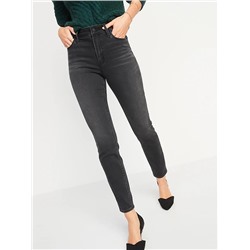 High-Waisted Rockstar Built-In Warm Super Skinny Black Jeans for Women