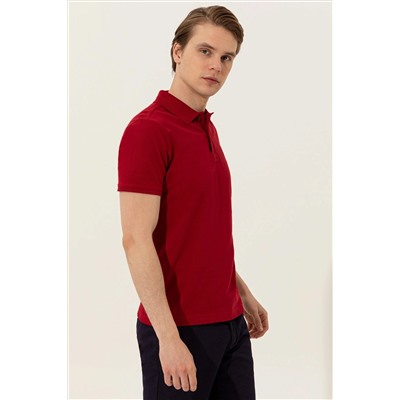 Erkek Bordo Basic Polo Yaka Tişört