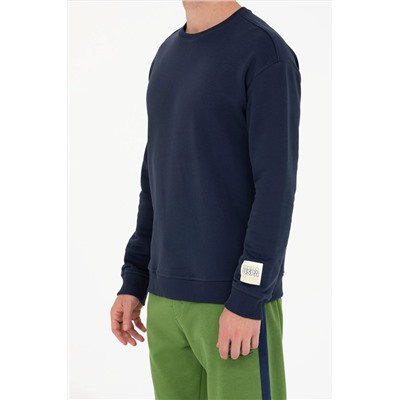 Erkek Lacivert Bisiklet Yaka Comfort Sweatshirt