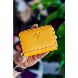 Garbalia Sydney Hakiki Deri Bozuk Para Gözlü Fermuarlı Unisex Hardal Sarısı Cüzdan SYDNEY