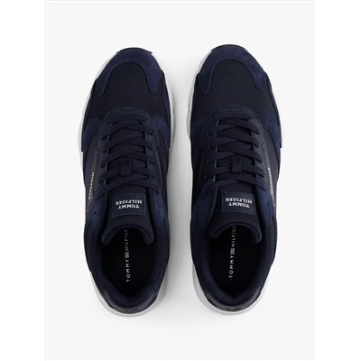 Mixed-Texture Suede Runner Sneaker