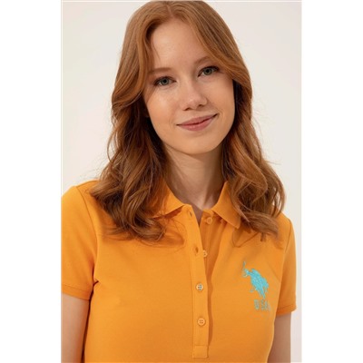 Kadın Sarı Basic Polo Yaka Tişört