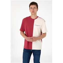 Erkek Comfort Fit Bisiklet Yaka Vişne Tişört