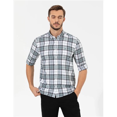 Su Yeşili Slim Fit Uzun Kollu Gömlek