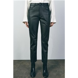 ZW COLLECTION HIGH-WAIST CROPPED BOOTCUT FAUX LEATHER TROUSERS
