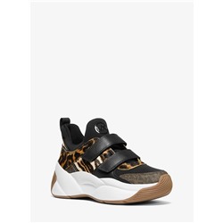 MICHAEL MICHAEL KORS Keeley Animal-Print Calf Hair and Logo Trainer