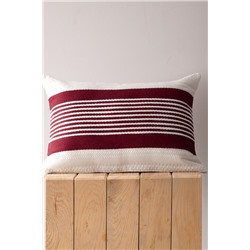 Virlet %100 Pamuk Kırlent Kılıfı - Kırmızı/Bej - 35x50 cm