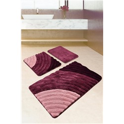 Chilai Home Well Mor 3lü Set Banyo Halısı Yıkanabilir, Kaymaz Taban 8694545034599