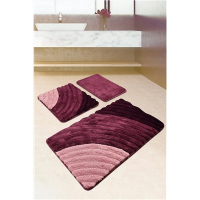 Chilai Home Well Mor 3lü Set Banyo Halısı Yıkanabilir, Kaymaz Taban 8694545034599