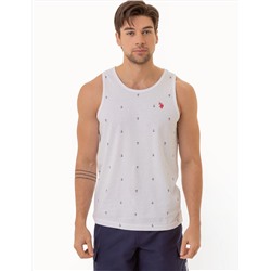 ALL OVER ANCHOR PRINT JERSEY MUSCLE TANK