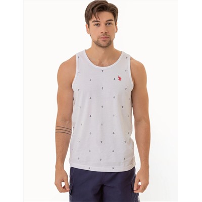 ALL OVER ANCHOR PRINT JERSEY MUSCLE TANK