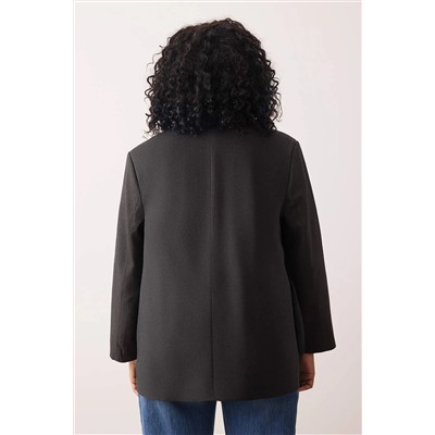 Antrasit Premium Oversize/Bol Kesim Astarlı Dokuma Blazer Ceket TBBAW26AG00007