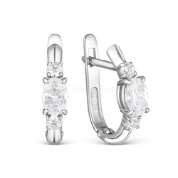 Серьги из серебра с фианитами родированные 925 пробы С-4400-Р