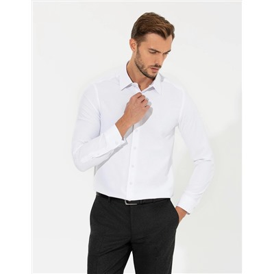 Beyaz Slim Fit Uzun Kollu Gömlek