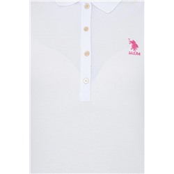 Kadın Beyaz Basic Polo Yaka Tişört