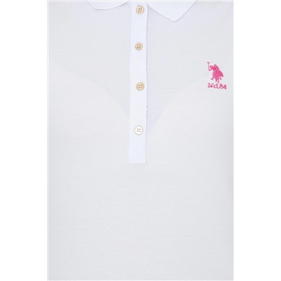 Kadın Beyaz Basic Polo Yaka Tişört
