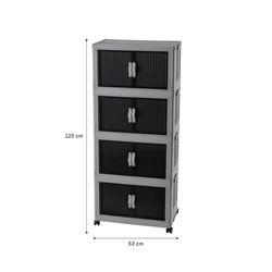 Davin 4 Katlı Portatif Kapaklı Dolap - Soft Gri