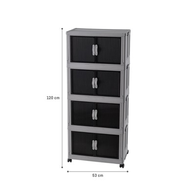 Davin 4 Katlı Portatif Kapaklı Dolap - Soft Gri