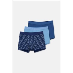 Dagi, Lacivert-Mavi 5210 3'Lü Desenli Pamuk Boxer