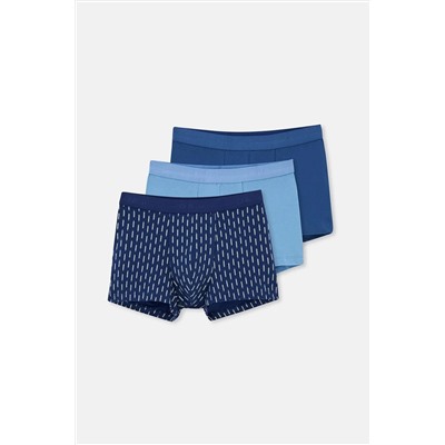 Dagi, Lacivert-Mavi 5210 3'Lü Desenli Pamuk Boxer