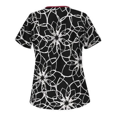 UA Butter-Soft STRETCH Floral Ink Black Print Scrub Top