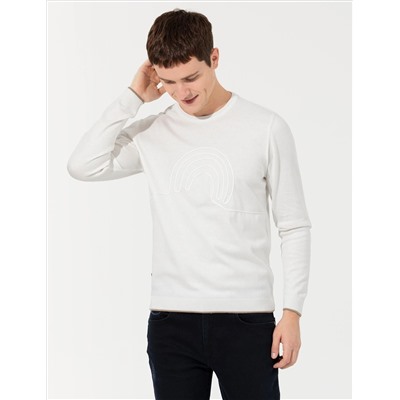 Ekru Regular Fit Bisiklet Yaka Triko Kazak