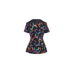 White Cross Scrubs Fly Dye Print Top