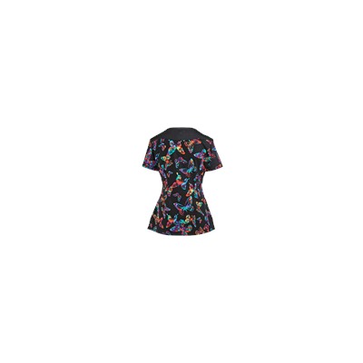 White Cross Scrubs Fly Dye Print Top