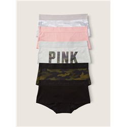 PINK 5-PACK LOGO BOYSHORT UNDERWEAR